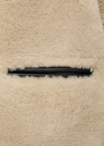 Manteau Effet Mouton Contrasté