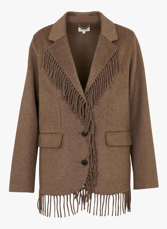 Veste Femme En Laine | Détails A Franges | Chaude Et Stylée | Idéale Pour l’Automne Et l’Hiver