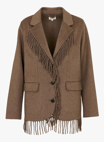 Veste Femme En Laine | Détails A Franges | Chaude Et Stylée | Idéale Pour l’Automne Et l’Hiver