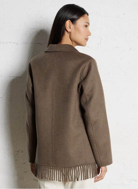 Veste Femme En Laine | Détails A Franges | Chaude Et Stylée | Idéale Pour l’Automne Et l’Hiver