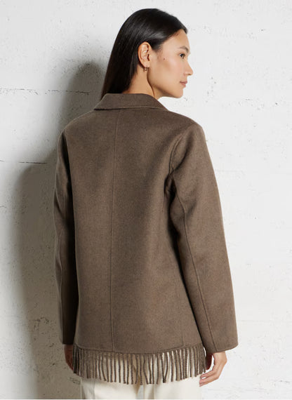 Veste Femme En Laine | Détails A Franges | Chaude Et Stylée | Idéale Pour l’Automne Et l’Hiver