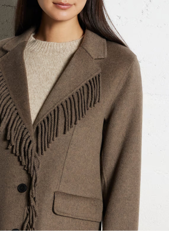 Veste Femme En Laine | Détails A Franges | Chaude Et Stylée | Idéale Pour l’Automne Et l’Hiver