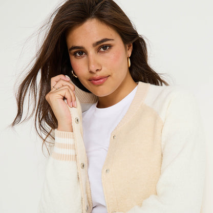 Veste en Maille Bicolore Douce