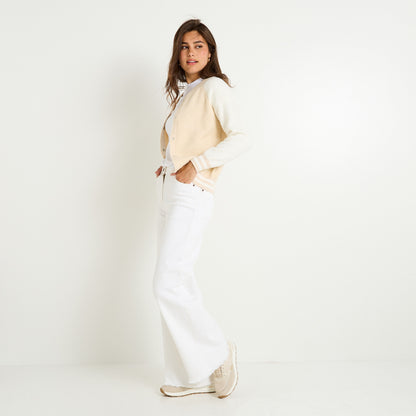 Veste en Maille Bicolore Douce