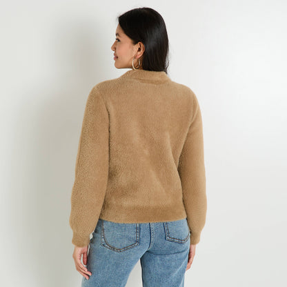 Veste Zippée Effet Duveteux