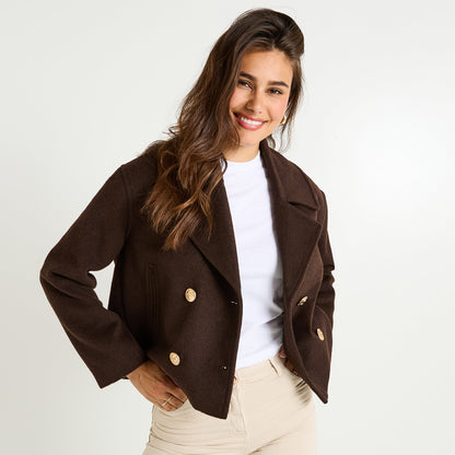 Manteau Femme | Tissu Mélangé Chaud Et Élégant | Idéal Pour L’Hiver En Ville