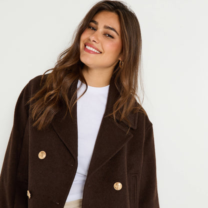 Manteau Femme | Tissu Mélangé Chaud Et Élégant | Idéal Pour L’Hiver En Ville