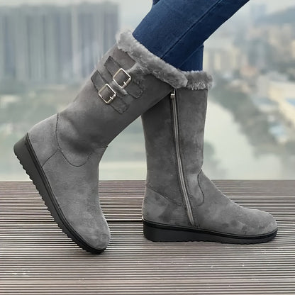 Bottes Femme | Mi-Mollet Fourrées | Chaudes Et Confortables | Pour L’Hiver Et Les Balades Extérieures