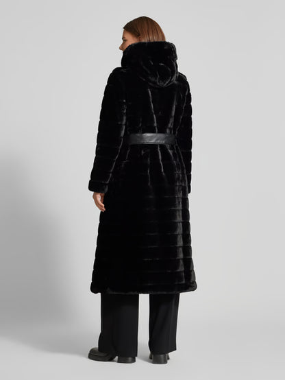 Veste Femme | Longue En Fausse Fourrure | Ceinturée Et Élégante Pour L’Hiver