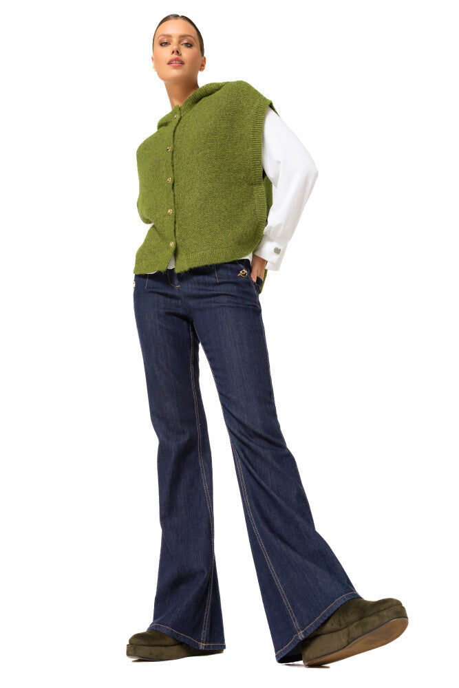 Cape Maille Boutonnée | Sans Manches avec Capuche | Idéale pour la Mi-Saison