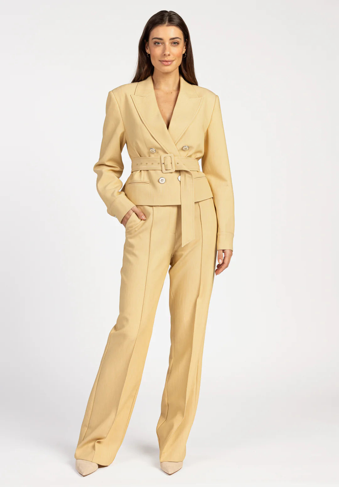 Ensemble Femme Tailleur | Gilet Cintré Et Pantalon Large | Tissu Confortable Et Structuré