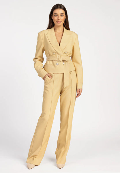 Ensemble Femme Tailleur | Gilet Cintré Et Pantalon Large | Tissu Confortable Et Structuré