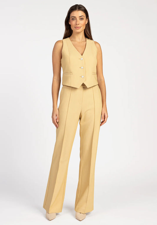 Ensemble Femme Tailleur | Gilet Cintré Et Pantalon Large | Tissu Confortable Et Structuré