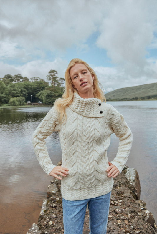 Pull Femme en Laine Torsadée | Style Irlandais | Chaud et Authentique