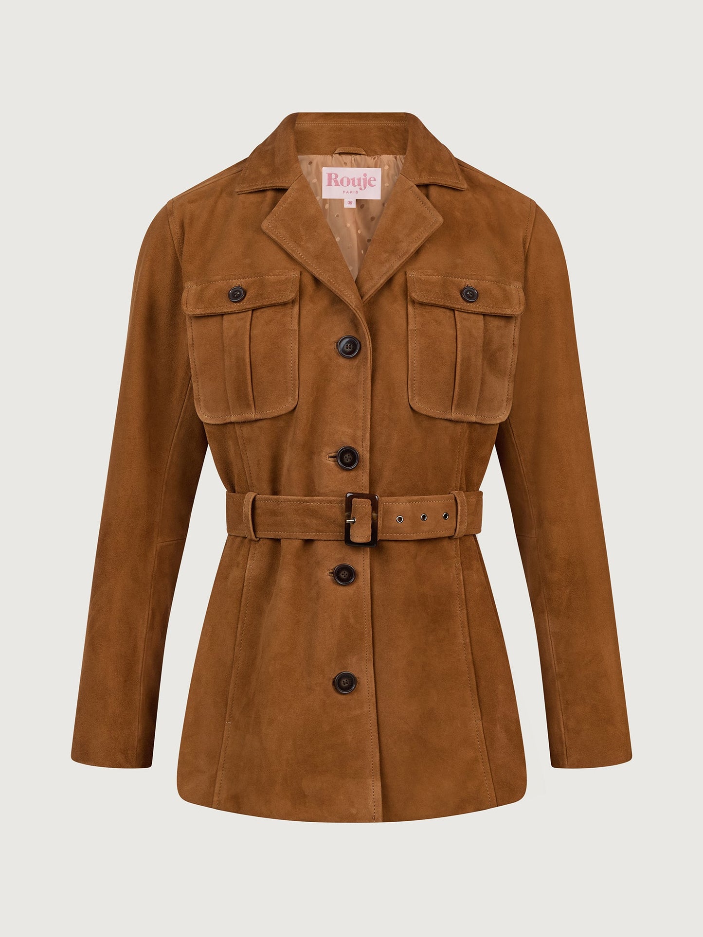 Veste Ceinturée en Cuir