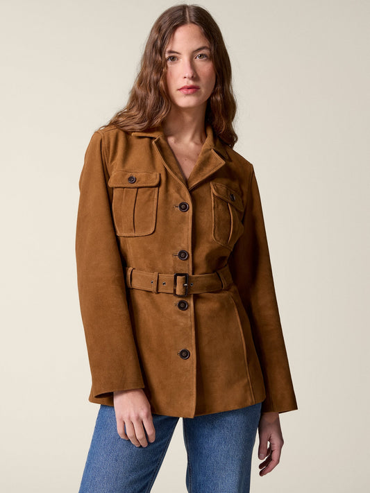 Veste Ceinturée en Cuir