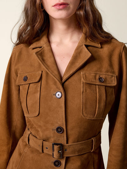 Veste Ceinturée en Cuir