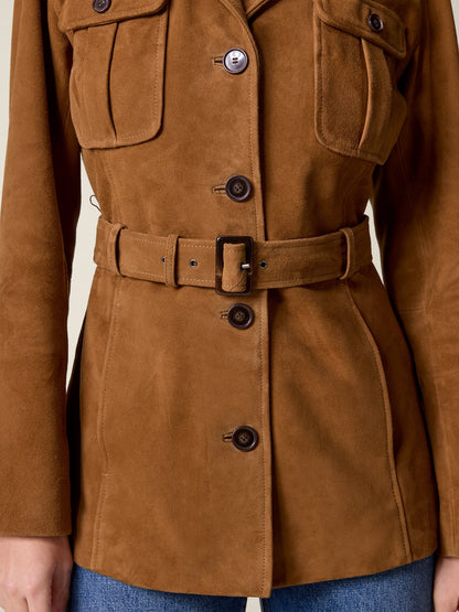 Veste Ceinturée en Cuir