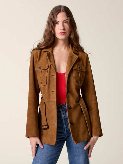 Veste Ceinturée en Cuir