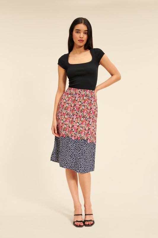 Jupe Fleurie | Bicolore Et Fluide | Féminine Et Bohème | Idéale Pour L’Été Et Les Sorties Décontractées