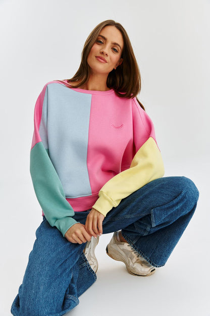 Sweat En Coton Et Polyester | Colorblock Pastel Décontracté | Coupe Confortable Et Tendance | Parfait Pour Égayer Vos Looks Du Quotidien