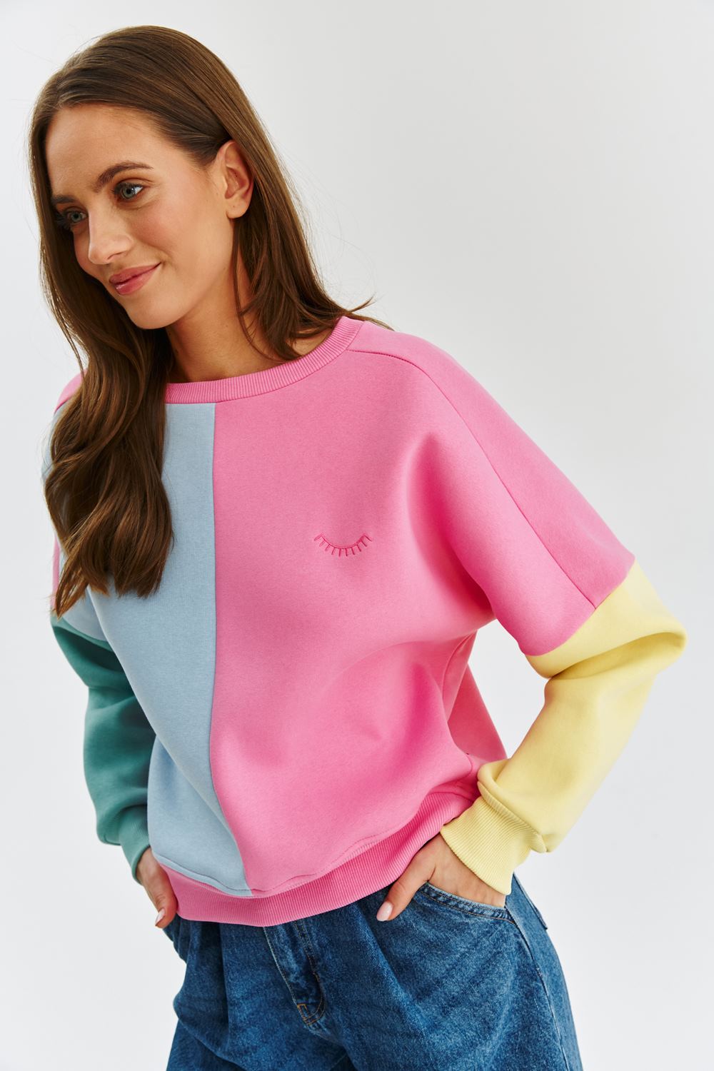 Sweat En Coton Et Polyester | Colorblock Pastel Décontracté | Coupe Confortable Et Tendance | Parfait Pour Égayer Vos Looks Du Quotidien