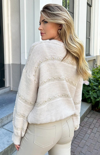 Pull Femme | Maille Coton et Acrylique | Doux, Texturé et Idéal pour un Look Décontracté Chic