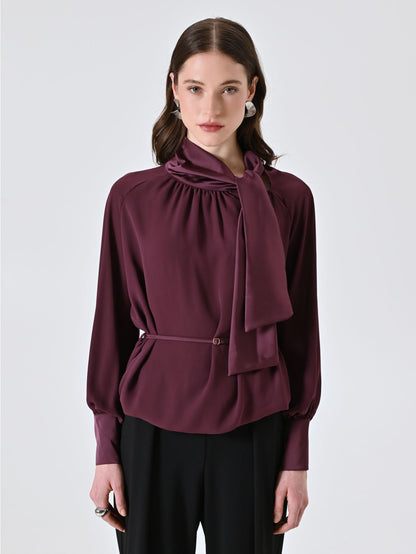 Blouse Lavallière Prune