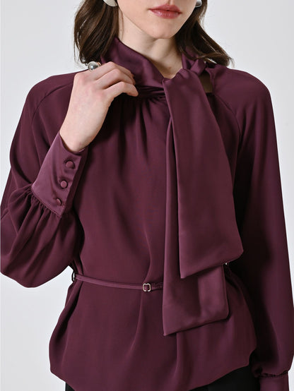 Blouse Lavallière Prune