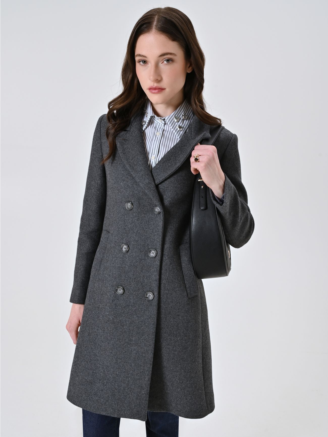 Manteau Croisé Laine Elégant