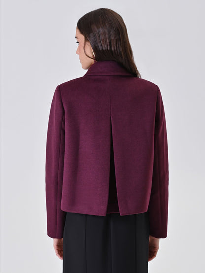 Manteau Court Prune à Double Boutonnage