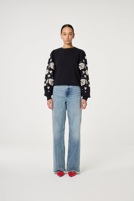 Sweater En Coton Biologique | Manches Longues À Motifs Fleuris | Confort Et Originalité | Idéal Pour L’Automne Et L’Hiver