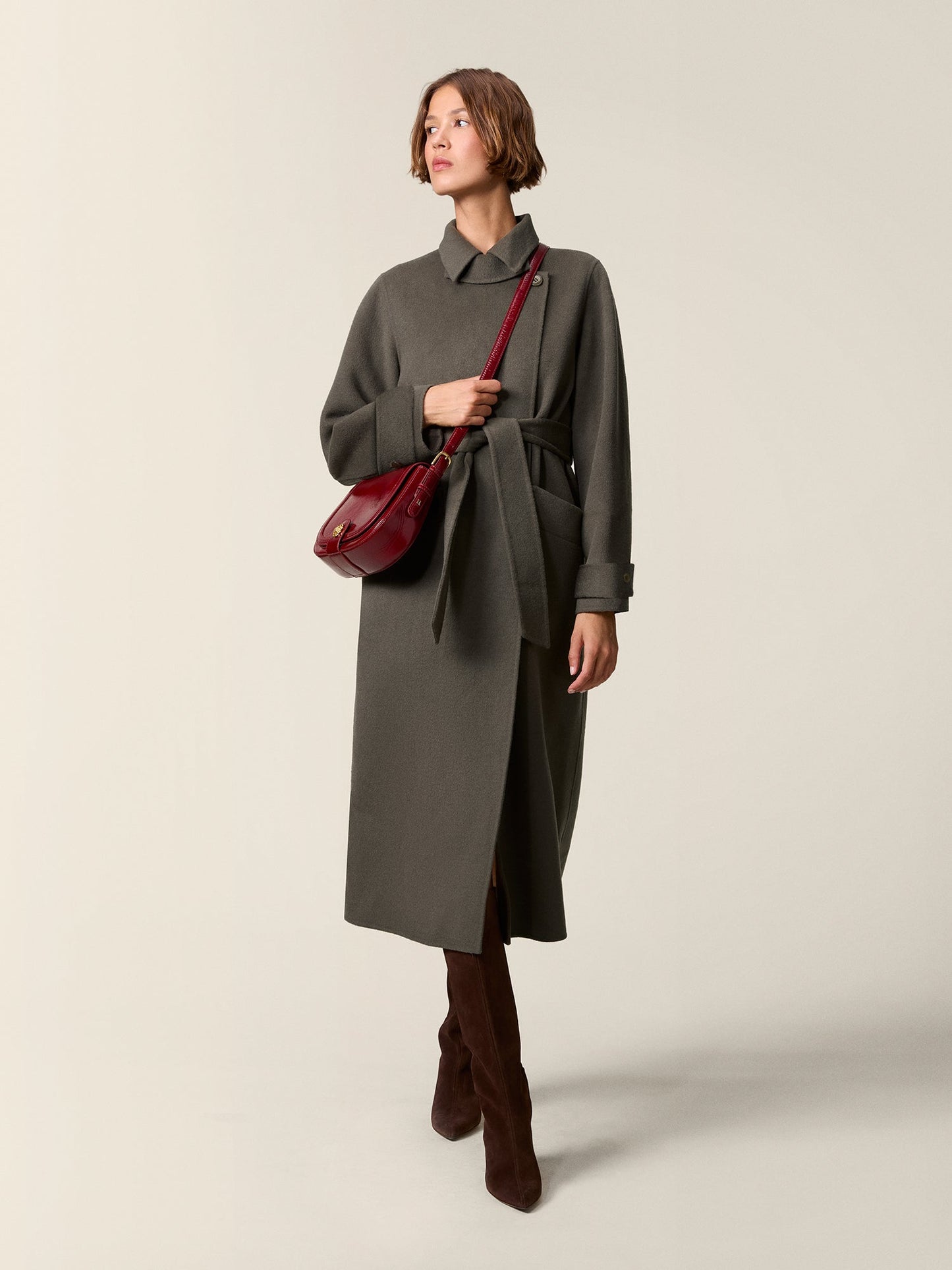 Manteau Femme | Long Et Ceinturé | En Laine Mélangée Chaude Et Élégante
