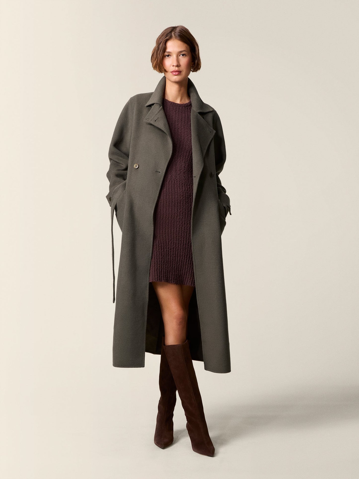 Manteau Long Ceinturé