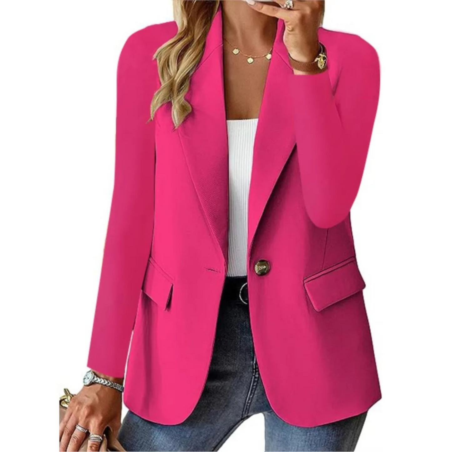 Blazer Femme | Mélange Polyester Coton | Léger Et Structuré Pour Tenue Chic Décontractée