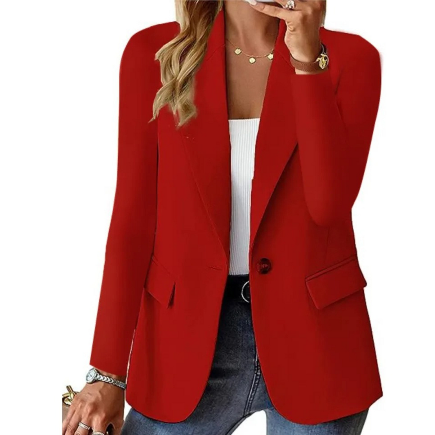 Blazer Femme | Mélange Polyester Coton | Léger Et Structuré Pour Tenue Chic Décontractée
