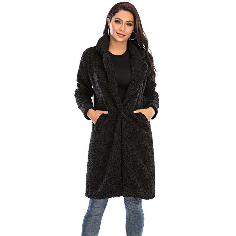 Manteau Femme | Long Et Chaud | Effet Teddy Avec Tissu Respirant Et Isolant Pour L’Hiver