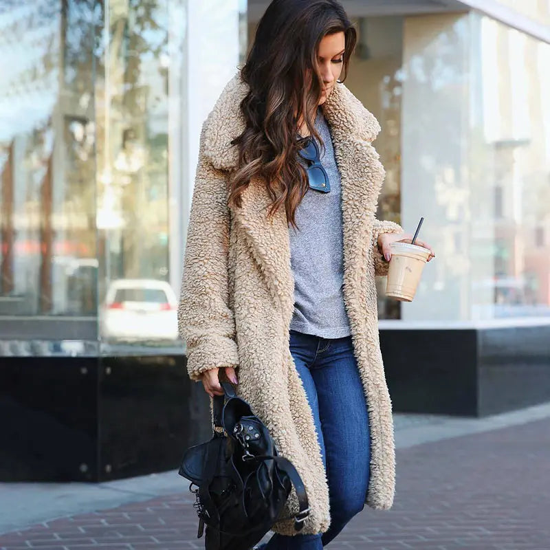Manteau Femme | Long Et Chaud | Effet Teddy Avec Tissu Respirant Et Isolant Pour L’Hiver