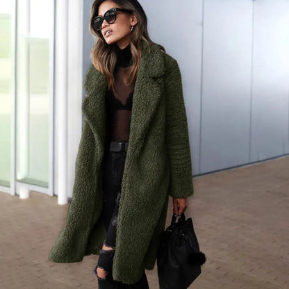 Manteau Femme | Long Et Chaud | Effet Teddy Avec Tissu Respirant Et Isolant Pour L’Hiver