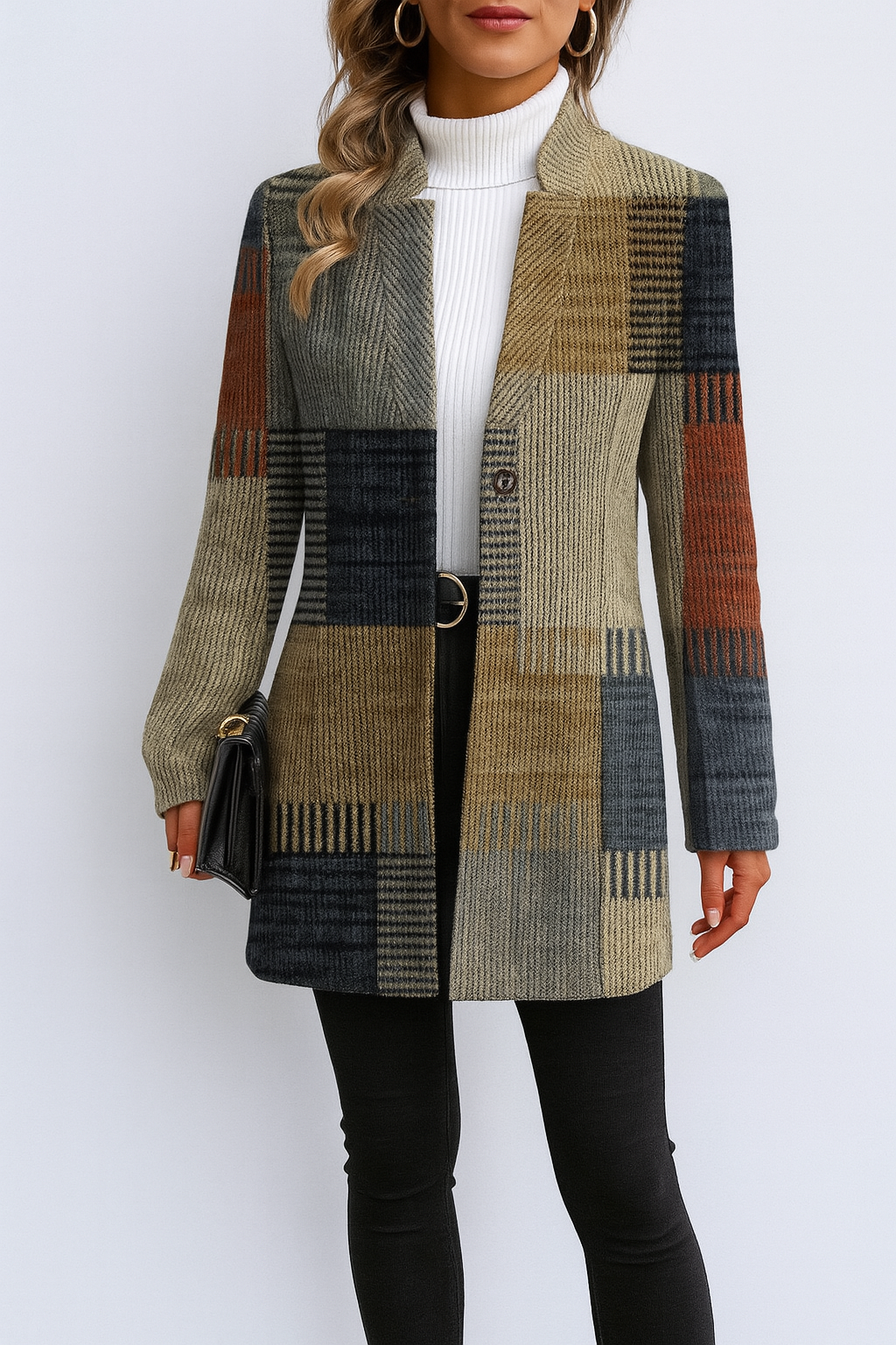 Blazer Femme | Carreaux Vintage | Parfait pour Automne, Travail ou Look City Chic