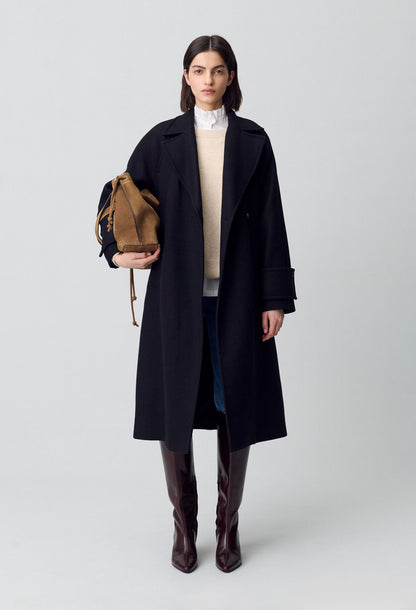Manteau Femme | Long Et Épuré | En Laine Chaude Avec Détails Structurés