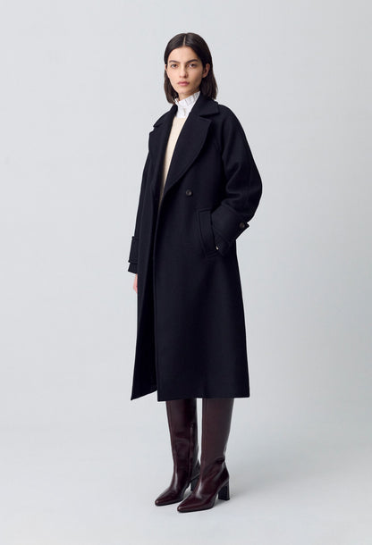Manteau Femme | Long Et Épuré | En Laine Chaude Avec Détails Structurés
