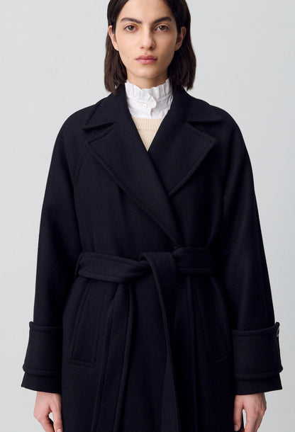 Manteau Femme | Long Et Épuré | En Laine Chaude Avec Détails Structurés