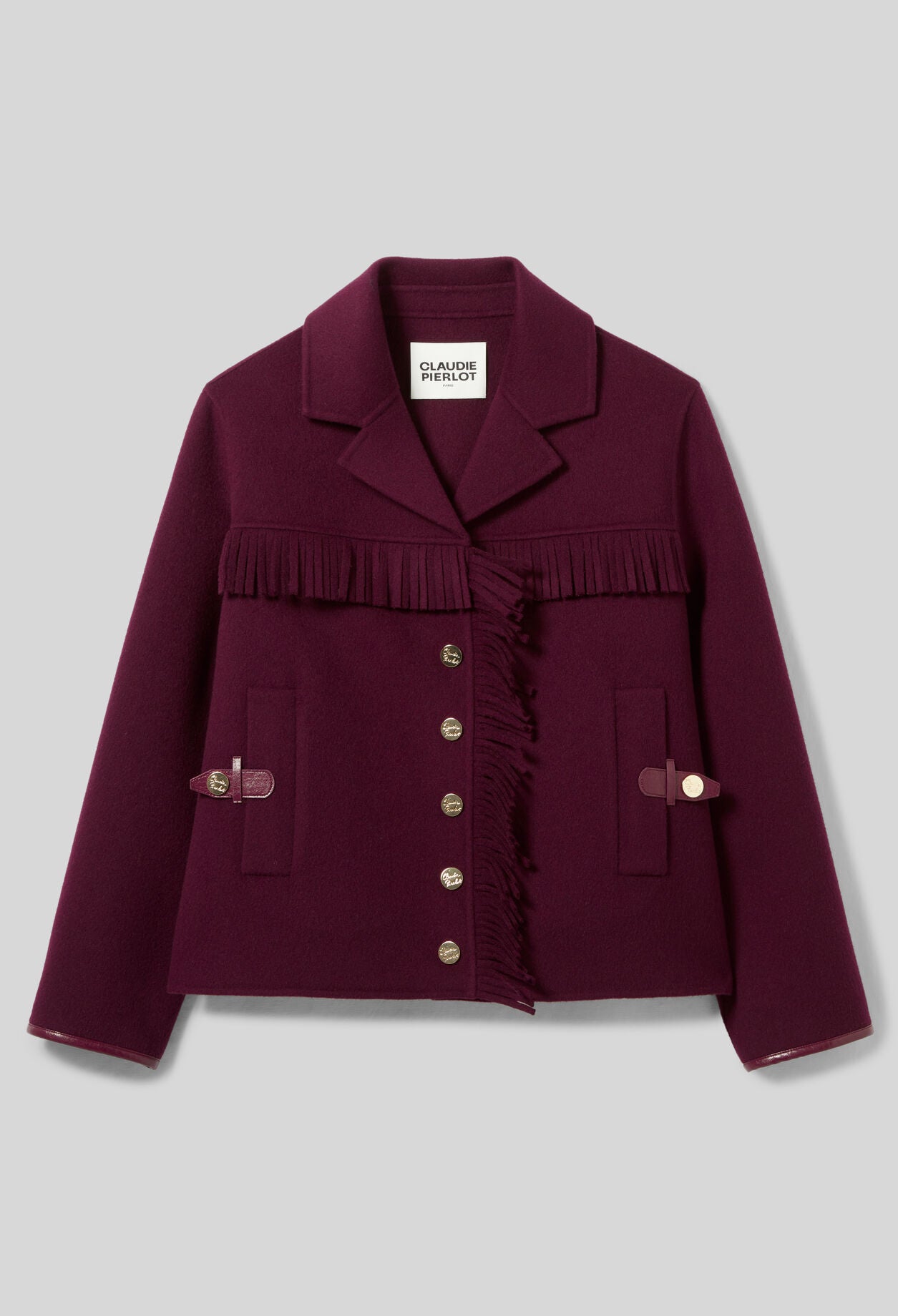 Manteau Femme | Court Et Ceinturé | En Laine Avec Détails Franges Et Boutons Dorés