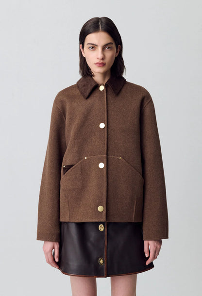 Manteau Femme | Court Et Structuré | En Laine Mélangée Avec Détails Dorés