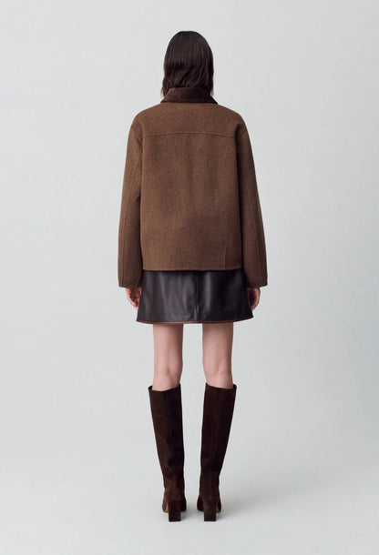 Manteau Femme | Court Et Structuré | En Laine Mélangée Avec Détails Dorés