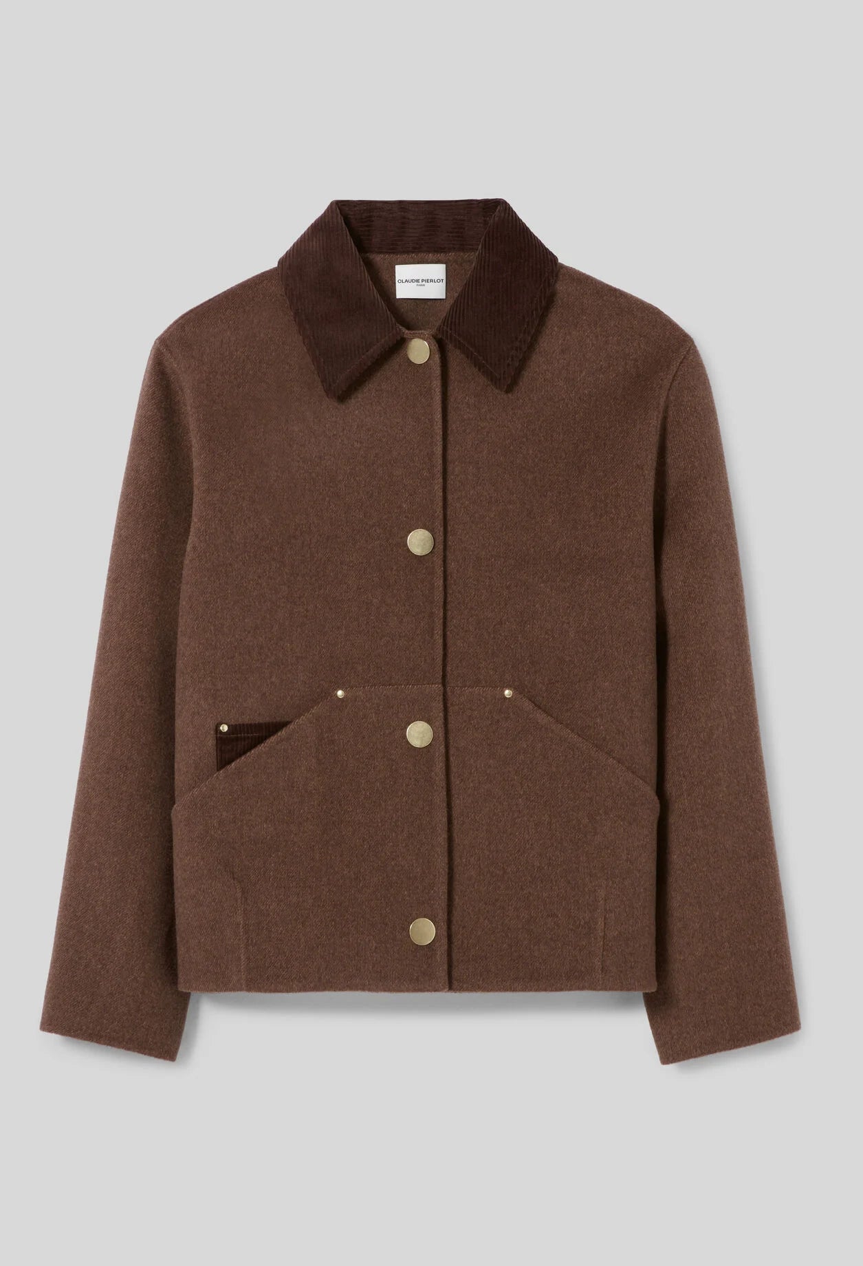 Manteau Femme | Court Et Structuré | En Laine Mélangée Avec Détails Dorés