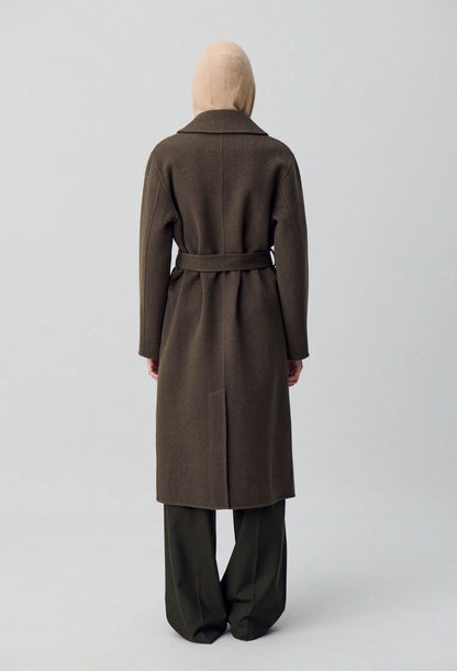 Manteau Femme | Long Et Ceinturé | En Laine Avec Franges Élégantes