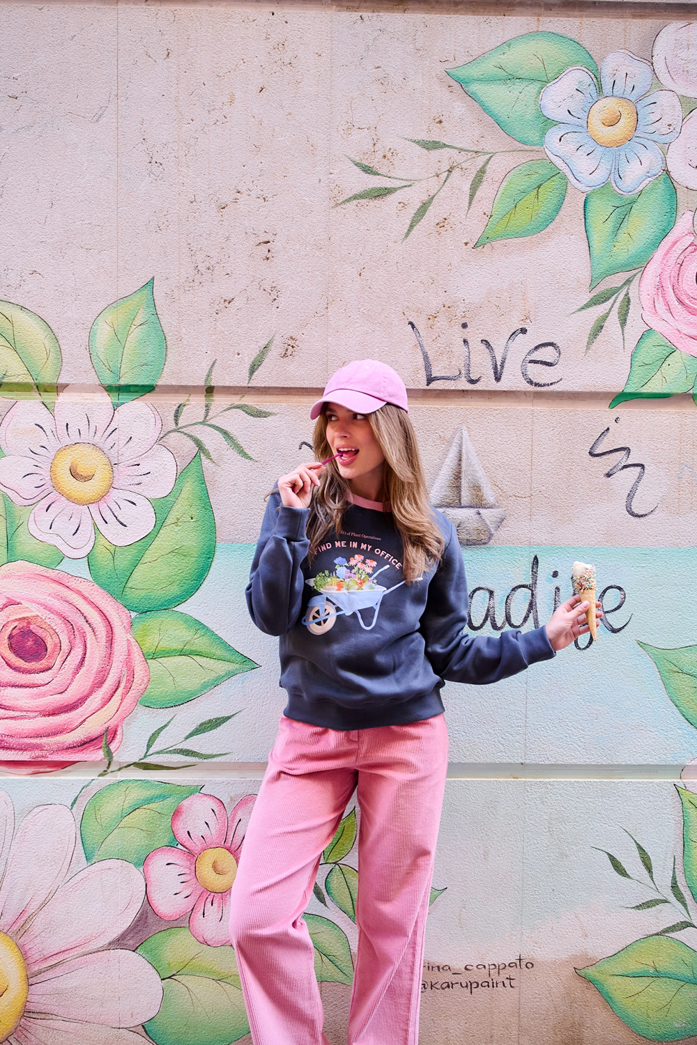 Sweat En Coton Et Polyester | Motif Brouette Fleurie | Coupe Droite Décontractée | Parfait Pour Le Printemps Et Les Looks Cosy