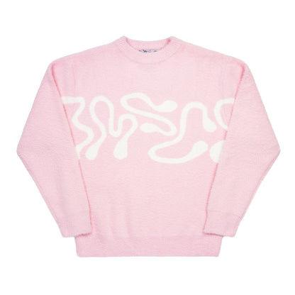 Pull Femme | Rose Pastel | Coton & Laine Synthétique | Motif Abstrait Confortable